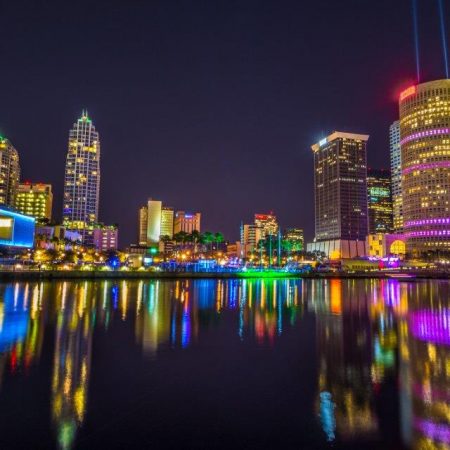 Tampa Bay lights reflected on water