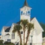 white church with blue sky